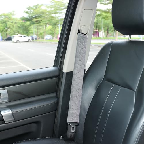 Amooca Soft Automotive Seat Belt Cover Seatbelt Shoulder Pad Neck Protector Cushions Universal Fit SUV Trucks Backpack Light Grey Extra Long 19.7in - color: Light Grey, size: 19.7in-1pc