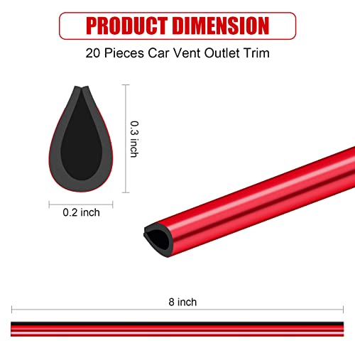 20 Pieces Universal Car Auto Air Conditioner Vent Outlet Trim Strip, Waterproof Flexible Shiny Auto Car Vent Interior Accessories for All Air Vent Outlet (20PCS - Red) - color: 20PCS - Red
