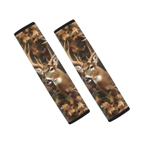 Camo Hunting Deer 2 Pack Car Seat Belt Pad Cover Thickened Car Safety Seat Belt Strap Shoulder Pad Fashion Auto Interior Universal Fit Most Cars Women Men - color: Camo Hunting Deer
