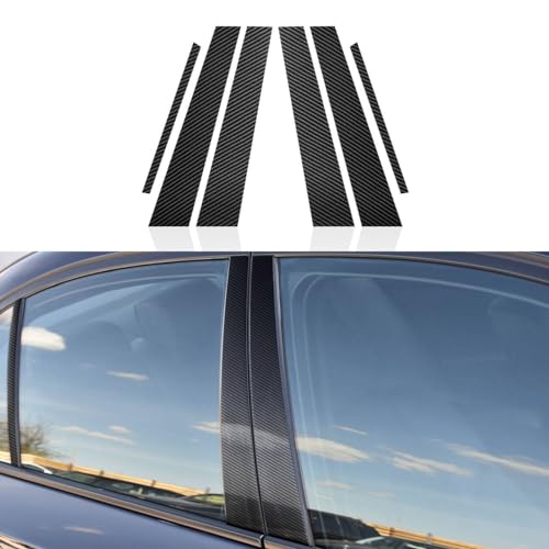 6PCS Car Window B C Pillars Stickers Carbon Fiber Decals Trim Compatible with BMW E60 2003 2004 2005 2006 2007 2008 2009 2010 Accessories - color: E60 (2003-2010)