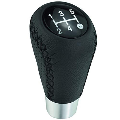 Abfer Shifter Knob 5 Speed Leather Car Gear Stick Shifting Knobs Shift Lever for Most Manual Transmission Vehicle Truck, Black - color: Black 1, style: Black stitches