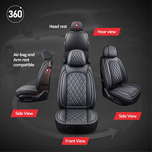 MIROZO Front Seat Covers, Car Seat Covers Black Vehicle Cushion Cover Breathable Fit for Most Sedan, Truck and SUV (Black,2PCS) - color: Black, size: 2PCS Front