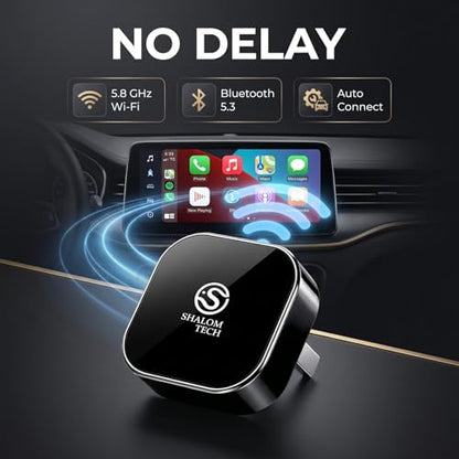2-in-1 Wireless CarPlay & Android Auto Adapter, Wired to Wireless Adapter for Factory Wired CarPlay Vehicles, 5.8GHz WiFi, Bluetooth 5.3, Fast Auto-Connect – Black - color: Black