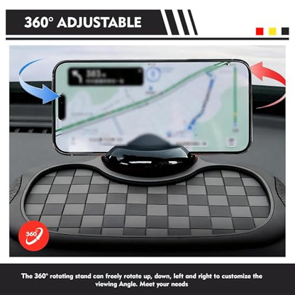 Car Dashboard Mat, Non-Slip Washable Center Console Storage Pad, 9.2" x 7" Rotatable Phone Holder Large Storage Tray Parking Number Sign, Universal Multifunctional Organizer (Black #C) - color: Black #C