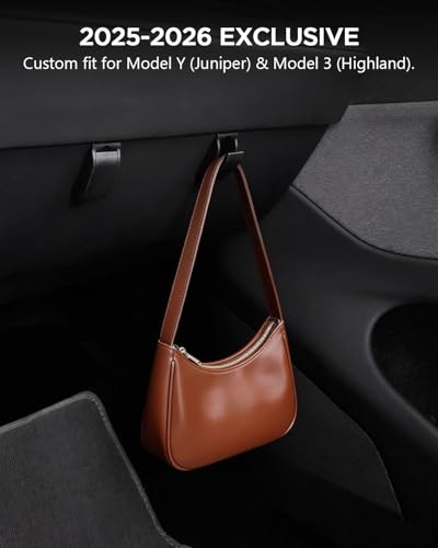 4-Pack Car Hooks for Tesla Model Y Juniper & Model 3 Highland Accessories 2026 2025, Retractable Glove Box Hanger & Rear Seat Clip, Interior Organizer for Handbag, Backpack, Grocery Bag