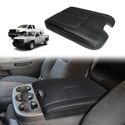 Muslogy Center Console Armrest Cover Fit for Chevy Silverado/Tahoe & GMC Sierra/Yukon 2007-2013 Accessories, Comfort Armrest Pad Console Lid Cushion Vegan Leather Regular Thick(Jump Seat ONLY) - size: 1) 07-13 |Slv&Tahoe&Sra&Yukon| Jump Seat, Regular