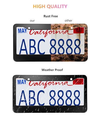 License Plate Frames - 2 Pack Matte Black Universal Aluminum Metal Car Tag Frame for Front and Rear Number Holder with Screws & Caps - style: Aluminum-Wide Frame-A