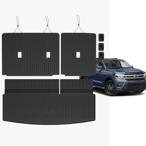 Cargo Mat for 2018-2024 Ford Expedition/Lincoln Navigator 7/8 Seats, Full Coverage All Weather Trunk Cargo Liner with 3rd Row Backrest Protectors (Not fit Max or L Model)