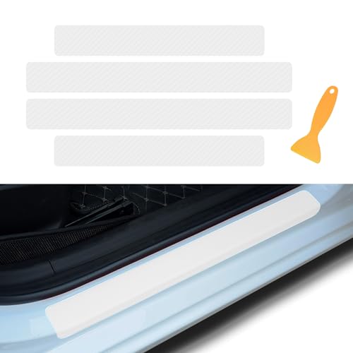 4PCS Car Door Sill Protector, Car Door Edge Guards, 3D Carbon Fiber Auto Door Entry Edge Guard Protection Trim, Universal Waterproof Door Threshold Strips Exterior Accessories for Car Truck - color: White