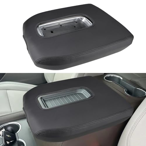 INTGET Center Console Cover for 2026 Chevy Silverado & GMC Sierra Accessories 2019 2020 2021 2022 2023 2024 2025 Leather Armrest Lid Arm Rest Box Protector (Black Stitches, Bucket Seat 19-25) - color: Black Stitches, size: Bucket Seat 19-25
