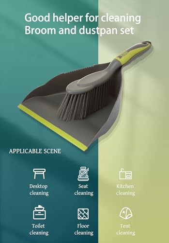 WDDBHSKN Dust pan Broom Dustpan Brush - Dust Pans with Brush, Dustpan and Brush Set, Handheld Broom and Dustpan Set are Used to Clean Kitchens, Floors, Tables, and Animal Cages. - size: 1 Count (Pack of 1)