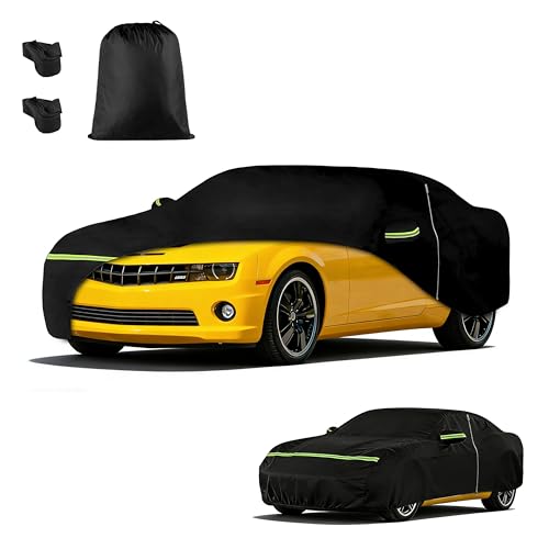 Car Cover for Chevy Camaro 2010-2025, Custom Fit Waterproof All Weather Full Car Cover, Windproof Outdoor Cover with Driver-Side Zipper Door - size: for Chevy Camaro