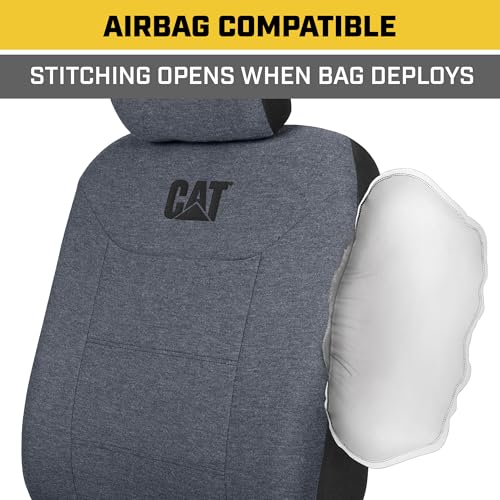 CAT CozyBlend Car Seat Covers, Blue Heather - Premium Jersey Fabric Seat Covers for Cars Trucks SUV, Breathable Cotton Car Seat Covers Front Seats Only, Universal Fit Automotive Interior Covers - color: Blue