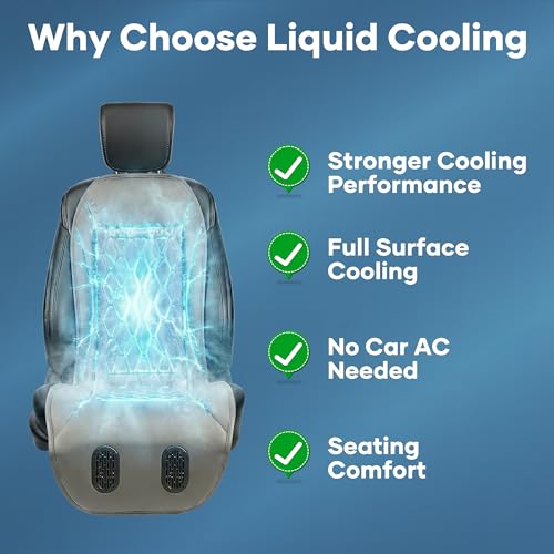 Liquid Cooling Car Seat Cover Front Seat, Air Conditioned Cooling Seat Cooler (Not Fan), Cooling Seat Cushion for Cars with 3 Modes, Quiet, Works Without A/C, Fits Car SUV Truck, Dark Gray - color: Dark Gray