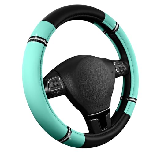 Road Comfort Leather Steering Wheel Cover – Premium Anti-Slip Car Steering Wheel Grip Cover – Universal Fit for 14.5”–15” Cars, Trucks & SUVs - Mint - color: Mint