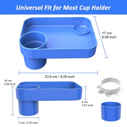 Car Seat Snack Tray for Kids, Mess-Free Square Travel Tray Cup Holder Snack Tray, Durable Car Food Tray for Toddlers, Universal Fit Kids Travel Road Trip Essentials (blue) - color: blue