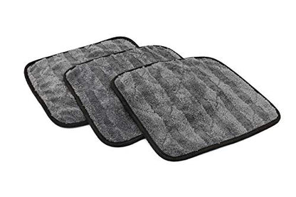 The Rag Company Gauntlet Car Drying Towel, Ultra-Absorbent 70/30 Blend Korean Microfiber, Dries Vehicles Faster Without Scratching, 900 GSM, 12x12 Inches, Ice Grey/Grey, 3-Pack - size: 12in x 12in