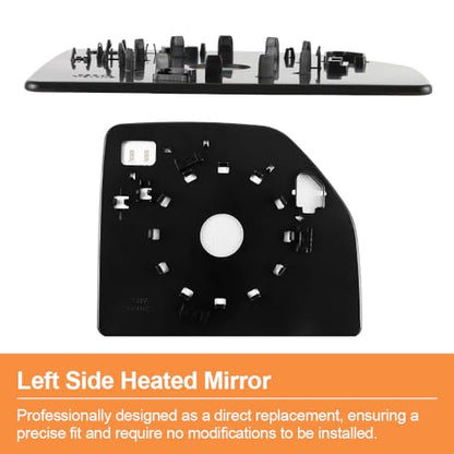 Senzeal Driver Side Heated Upper Mirror Glass Replacement for Ford F150 2015-2020 Ford F250 F350 F450 F550 2017-2022 Tow Mirror FL3Z17K707R (Left Side) - size: Driver Upper Side (Left)