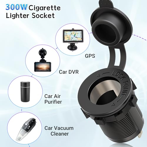Cigarette Lighter Socket Qidoe 12V Splitter Panel 78W 12V USB Outlet Dual USB C PD&QC3.0 Car Charger Socket ON/Off Switch Waterproof 300W Power Cigarette USB Adapter for Car Marine RV - color: 2 in 1 - 3 USB