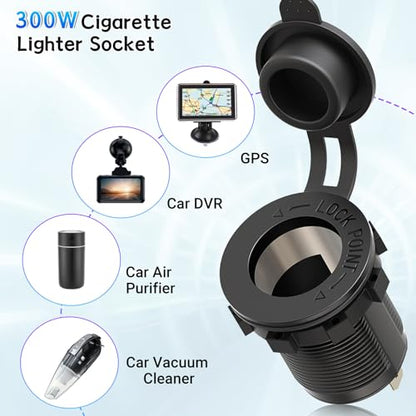 Cigarette Lighter Socket Qidoe 12V Splitter Panel 78W 12V USB Outlet Dual USB C PD&QC3.0 Car Charger Socket ON/Off Switch Waterproof 300W Power Cigarette USB Adapter for Car Marine RV - color: 2 in 1 - 3 USB