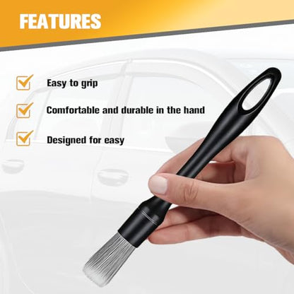 5PCS Car Detailing Brush Kit, Including 3 Ultra Soft No Scratch Boar Hair & 2 Vent Cleaning Brushes, Multi-Use Automotive Interior Detailing Kit, Universal for Most Vehicles - size: 5PCS