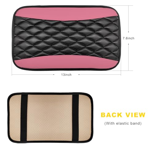 Car Center Console Cushion Pad, 12.6"×7.5" Waterproof Leather Armrest Seat Box Cover Protector, Soft Comfortable Anti-Scratch Arm Rest Console Pad for Most Cars Trucks SUVs (Pink) - color: Pink