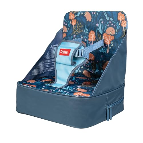Nuby Easy Go Booster Seat - Travel Booster Seat for Babies and Toddlers with 3-Point Harness - 9+ Months - Bear Print - color: Multi Color