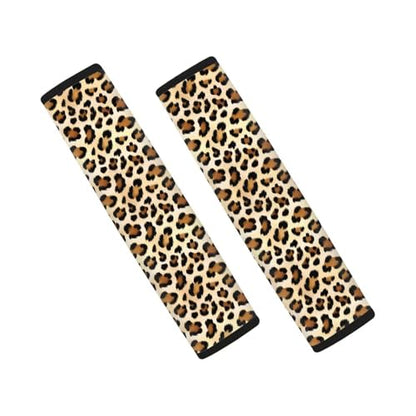Brown Leopard Print Universal Seat Belt Pads 2-Pack Soft Car Safety Seat Belt Strap Shoulder Pad Comfortable Car Interior Automotive Fit Most Cars, Truck, Suv, or Van - color: Brown Leopard Print