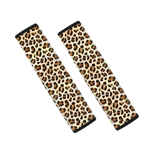 Brown Leopard Print Universal Seat Belt Pads 2-Pack Soft Car Safety Seat Belt Strap Shoulder Pad Comfortable Car Interior Automotive Fit Most Cars, Truck, Suv, or Van - color: Brown Leopard Print