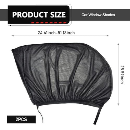 2 PCS Car Window Shades, Stretchable Side Window Full Coverage Sun Shade, Breathable Front Door Mesh Window Cover for Baby Kids Adults Pet, Universal for Most Cars (Black) - size: 2 PCS