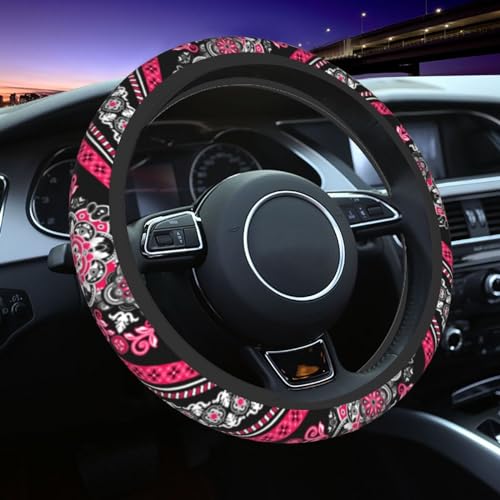 Boho Car Steering Wheel Cover Auto Accessories Universal 15 Inch Non-Slip Neoprene for Women Cute Automotive SUV Van Truck Wheel Protector - color: Boho