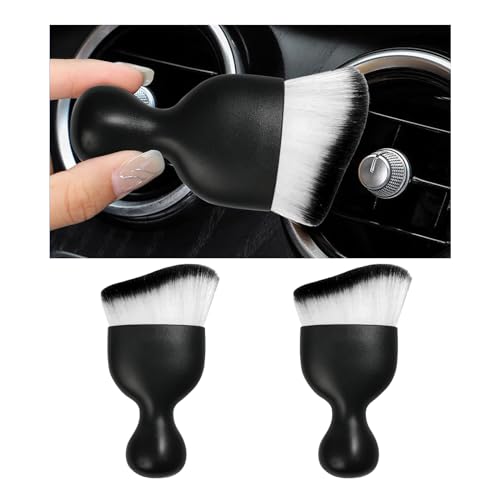Dickno 2PCS Car Interior Dust Brush, Soft Scratch Free Auto Detailing Brushes, Universal Vehicle Interior Cleaning Tool for Automotive Dashboard, Air Vents, Leather (White & Black) - color: White & Black, size: 2 PCS