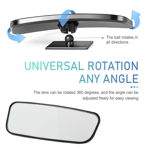 2 PCS Blind Spot Mirrors, Rectangle Wide Angle Rear View Blindspot Mirrors, Adjustable Blind Spot Detection System Accessories, Universal for Cars, Trucks, SUVs (Black)