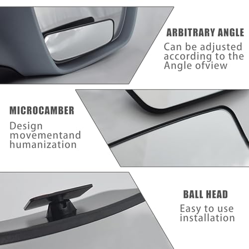 2-Pack Car Blind Spot Mirror, 3.7" x 1.4" Curved Wideangle, High-Definition Glass Adjustable Anti-Glare, Universal Car Side Mirror (Black)