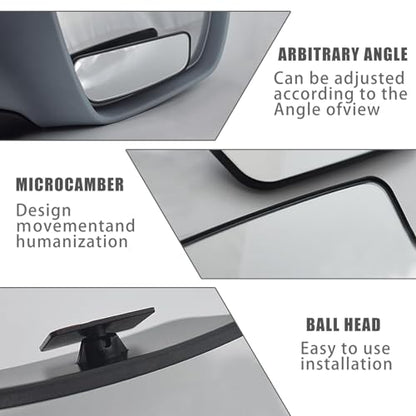 2-Pack Car Blind Spot Mirror, 3.7" x 1.4" Curved Wideangle, High-Definition Glass Adjustable Anti-Glare, Universal Car Side Mirror (Black)