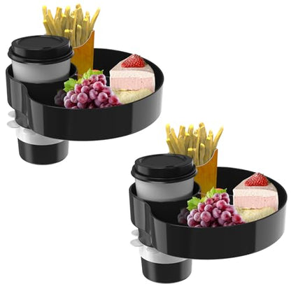 [2 Packs] Kids Car Seat Tray, Travel Tray with Cup Holder for Toddler Baby, Kids Car Seat Food Snack Organizer for Road Trip, Stroller snack tray travel must haves - Black - color: Black-2 Packs