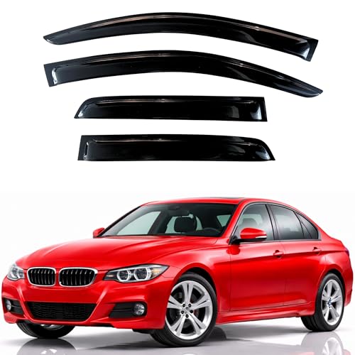 KPY Rain Guards Fit for 2012-2018 BMW 3 Series Sedan, Out-Channel Window Visors Vent Wind Deflectors 4PC, Car Accessories for 12-18 BMW 323 325 328 330 335 M3 - size: 2012-2018 BMW 3 Series Sedan