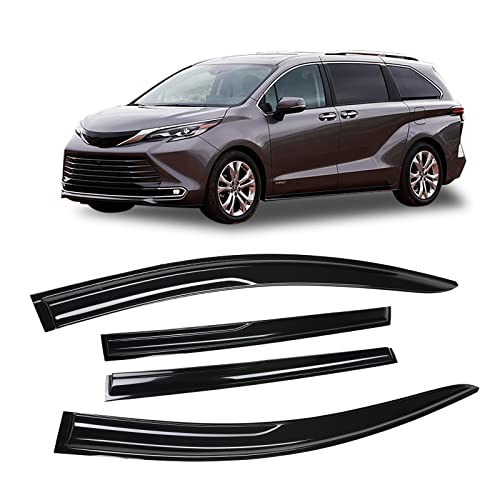 Smoke Tinted Tape-On Side Window Visor Designed for Toyota Sienna 2021 2022 2023 LE XLE XSE Limited Platinum Shatterproof Window Deflectors 4 pcs - size: 2021-2023 Toyota Sienna