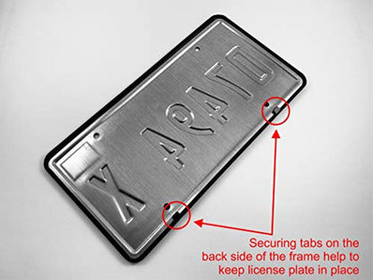 Stainless Steel Matte Black CAR 2-Hole Standard Size - Domed Custom-Made Corrosion-Resistant License Plate Frame with Thin Blue Line USA Flag Design and Free caps - (Qty: 1 Frame) - size: Thin Blue Line U.S. Flag