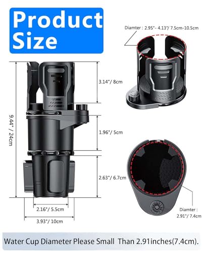Cup Holder Expander for car 2 in 1 Multifunctional Car Cup Holder Extender Adapter with Adjustable Base Compatible with Hydro Flask,Yeti, Nalgene,32/40 oz Large Bottles Drinks Mugs,Bigcup-Small - size: Small