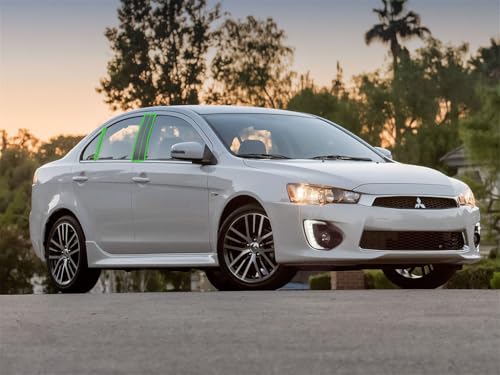 Rvinyl Pillar Post Window Trim Compatible with Mitsubishi Lancer 2008-2017 (Sedan) - Gloss (Black) - color: Gloss (Black)