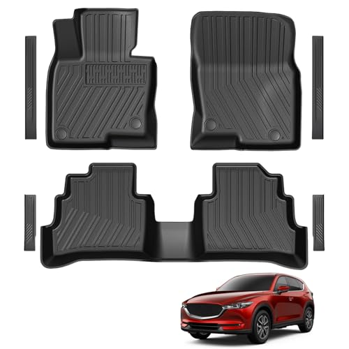 Floor Mats for 2017-2025 Mazda CX-5, TPE All Weather Durable Floor Liners Door Sill Guards for Mazda CX5 Accessories - size: 2017-2025 | For Mazda CX-5