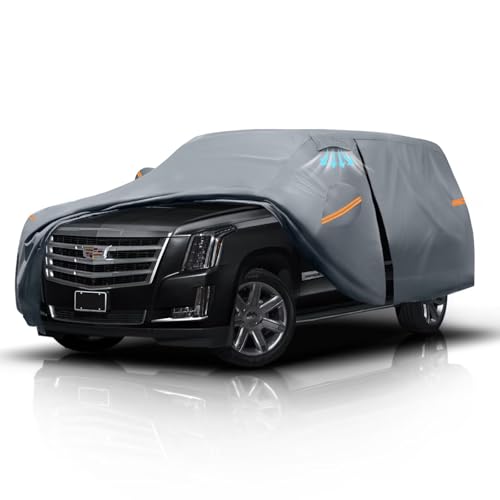 Large SUV Car Cover for Cadillac Escalade ESV 100% Waterproof All Weather, Heavy Duty Outdoor Full Exterior Covers Rain Sun Wind UV Protection. - color: SUV Car Cover, size: Custom Fit Cadillac Escalade ESV+Towel+Bag