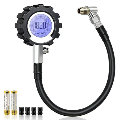 Digital Tire Pressure Gauge, 3-250 PSI Tire Gauges with Easy Read Extra-Large Backlit LED Screen for Car, Truck, Motorcycle, Bicycle Tire Pressure, Calibrated to ANSI B40.7 Grade 2A - size: 2.5" Digital LED - 250 PSI