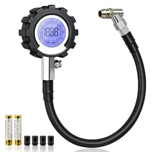 Digital Tire Pressure Gauge, 3-250 PSI Tire Gauges with Easy Read Extra-Large Backlit LED Screen for Car, Truck, Motorcycle, Bicycle Tire Pressure, Calibrated to ANSI B40.7 Grade 2A - size: 2.5" Digital LED - 250 PSI