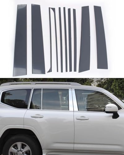 Car Accessories Fit for Toyota Land Cruiser LC300 2022 2023 Stainless Steel Chrome Exterior BC-Pillar Middle Column Window Decorative Strip Cover Trim 10PCS Set