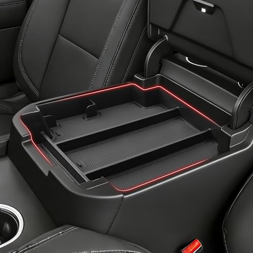 Autorder Center Console Organizer for 2021-2026 Chevy Chevrolet Tahoe/Suburban/GMC Yukon Accessories Armrest Storage Box Secondary Insert Tray with Anti-Slip Mat(Only for Power-Sliding Console) - color: 2021-2026 Chevy Tahoe/Suburban/GMC Yukon