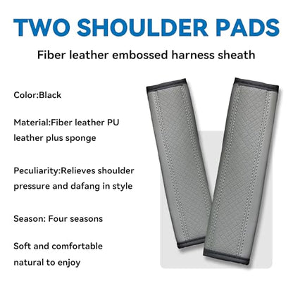 2PCS Car Seat Belt Cover, Soft Shoulder Strap Covers Harness Pads, Safety Leather Seatbelt Comfort Driving Cushion Protect Your Shoulder and Neck Universal for Car, SUV,Truck (Gray) - color: Gray