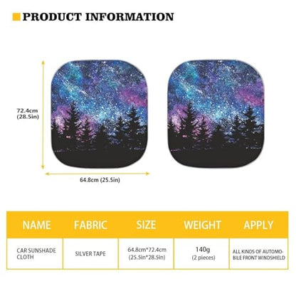 Galaxy Forest Car Front Windows Sunshade 2 Pieces Automotive Windshield Universal Auto Shade Flodable Reflective Sun Shade - color: Galaxy Forest