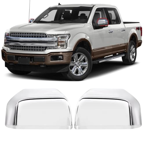 Moonlinks Compatible with 2015-2020 Ford F150 Side Mirror Cover Replacement,Chrome LH & RH Side Door Exterior Rearview Mirror Cap Trim for F150 2015 2016 2017 2018 2019 2020(1 Pair) - color: Chrome